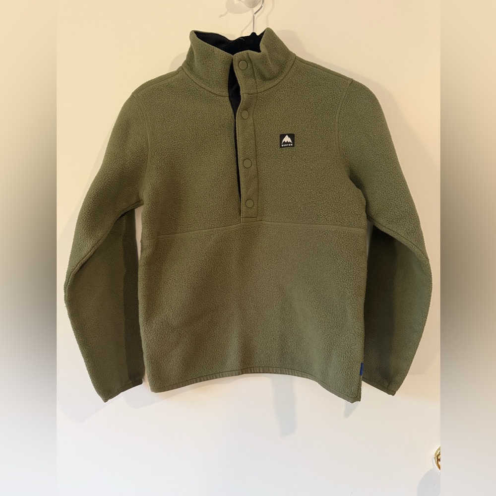 Burton Olive Green Cinder Fleece Anorak Sweater